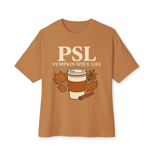 Cozy Fall Pumpkin Spice Tee, Unisex Oversized T-Shirt, Autumn Vibes Shirt, PSL Lover Gift, Perfect for Thanksgiving