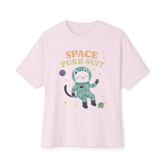 Cute Cat Space Oversized Tee | Unisex Cartoon Shirt | Casual Wear, Gift for Cat Lovers, Space Themed Apparel, Fun Graphic Tee